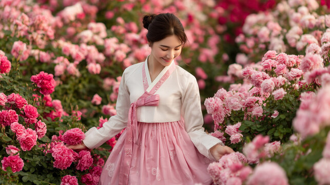 Woman in traditional dress enjoys Sam Cheok Rose Park Festival