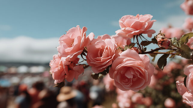 People enjoy Sam Cheok Rose Park Festival with vibrant pink roses