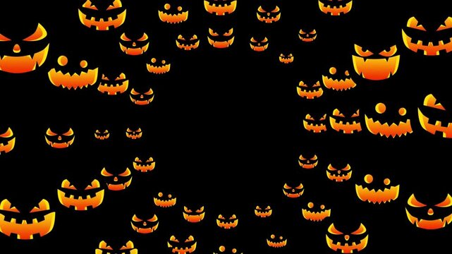 Spooky Glowing Jack-o'-lantern Faces Pattern Background for Halloween Celebrations