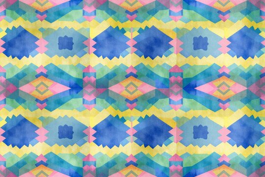 A blue and yellow pattern on a black background