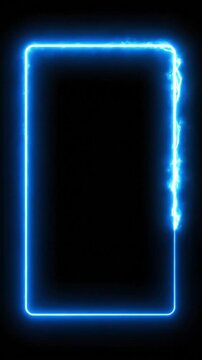 Pulsing neon blue frame with rhythmic light flow for text framing and abstract motion design