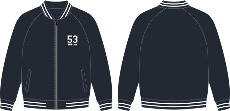 Bomber jacket vector template illustration front and back view