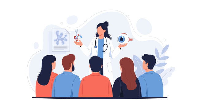Ophthalmologist Teaching Audience About Eye Health and Anatomy