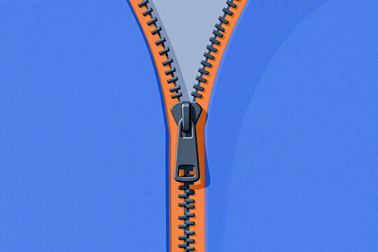 A blue and orange zipper on a blue background