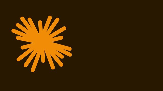 Against a dark background, a shape resembling a star with thick rays rotates or moves. The rays vary in length.
