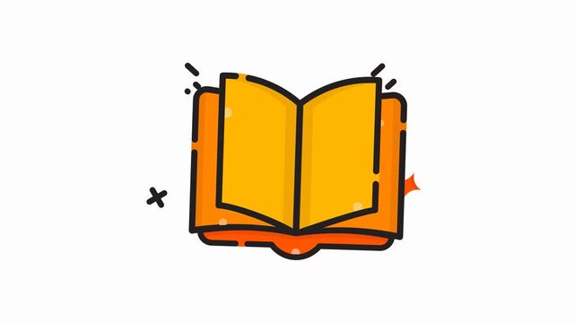 Bright yellow open book icon perfect for educational websites, bookstores, libraries, and school materials. Simple, flat design symbol.