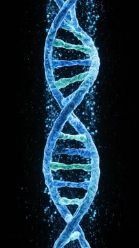 Sperm cell dissolving into a glowing DNA double helix representing reproductive genetics