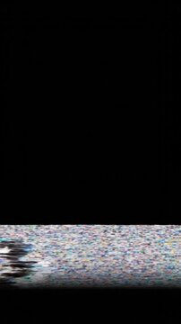 Static noise and digital error interference at the bottom of the frame on a solid black background