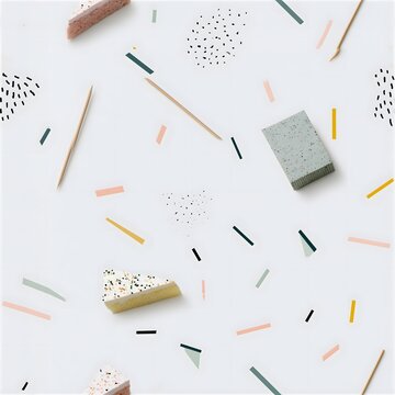 Abstract geometric pattern with small triangular pastries and graphic lines seamless geometric triangle abstract background wallpaper wrapping speckles minimalist creative composition