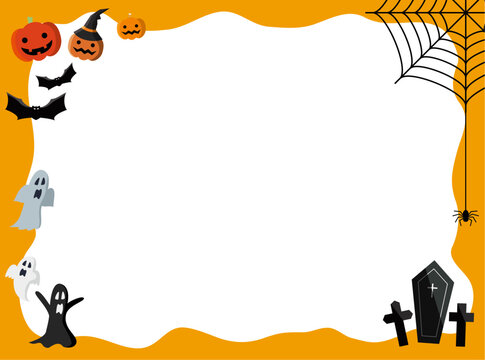 ハロウィン背景フレームシリーズ　横長縁飾り