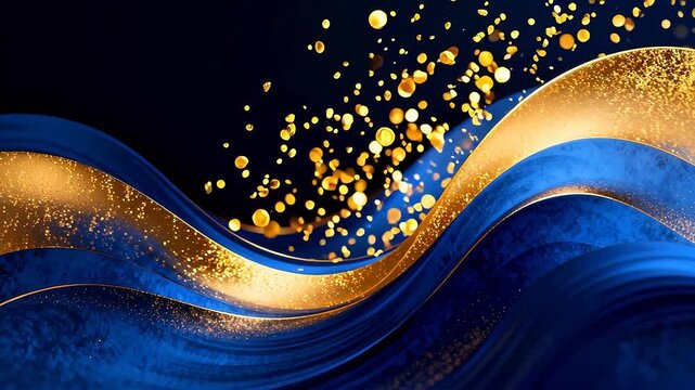 Blue and gold wavy abstract design