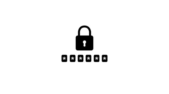 Person using a smartphone with a password input or OTP code and lock icon, security and online authentication. Motion Graphic concept. animation