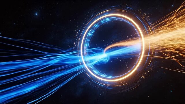 Abstract portal with glowing rings