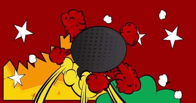 Cartoon background animation, comic book backdrop video. Retro comics pop art design.