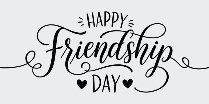 Happy friendship day calligraphy elegant black text on white background
