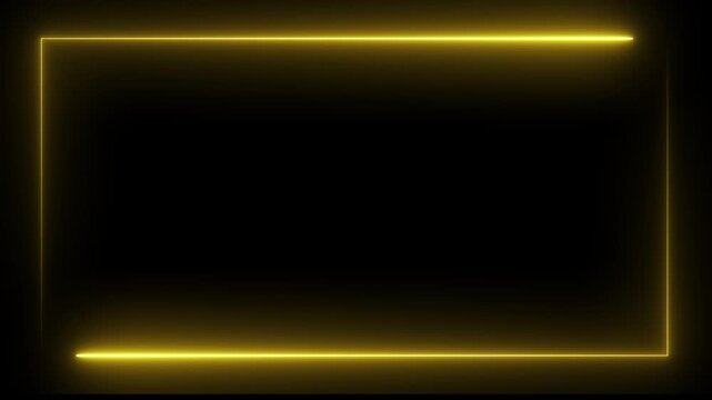 glowing neon blue color square rectangle picture frame icon animation, Abstract light neon frame on black background.
A glowing blue neon rectangle frame on a black background.