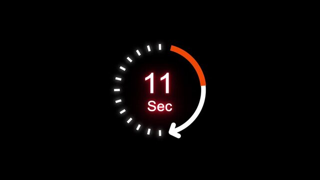 11 Sec clock icon animation. 11 Second animation on black background and creating a stunning 4k animation.