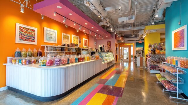 Colorful candy store interior