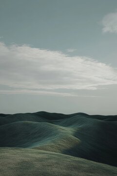 Serene rolling hills under a cloudy sky, a minimalist landscape
