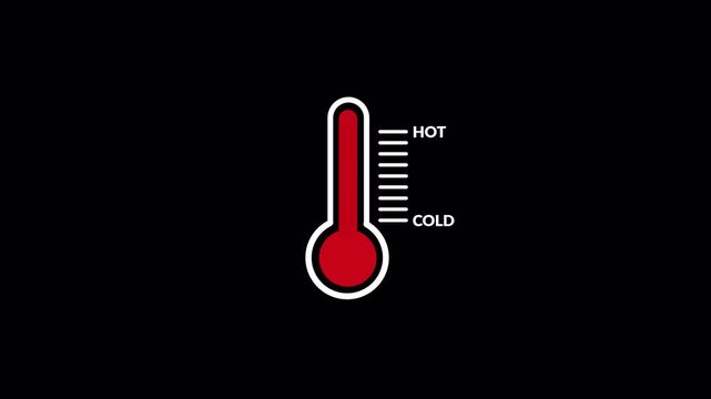Animated thermometer icon on transparent background. Useful for temperature, weather, health, and climate related visuals  .Thermometer Temperature Increase Decrease Animation with Alpha Channel in 4K