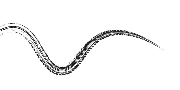 Tire tread marks, drift, motorsport, motocross, rally, tread mark with skid, grinding, splash effect. Graphic set of tire treads, wheel texture, car racing. Vector collection, wheel treads on asphalt