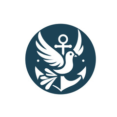 White dove and anchor icon in a blue circle © Shah