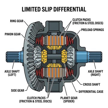 Limited slip differential internal mechanism diagram.