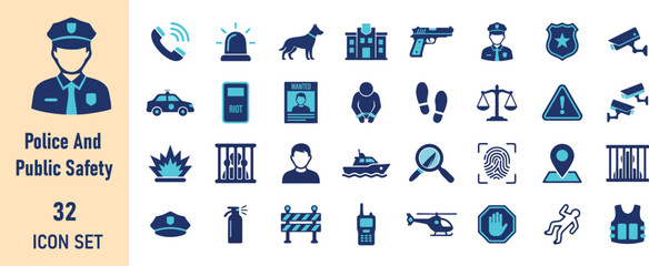 Police and Public Safety Icons Set - Law Enforcement Security Vector Collection © MstSibly