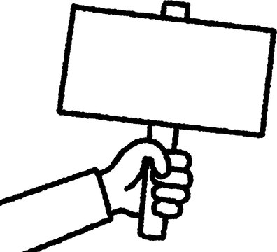 hand holding a sign