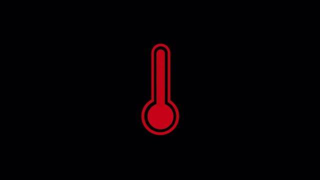 Animated thermometer icon on transparent background. Useful for temperature, weather, health, and climate related visuals  .Thermometer Temperature Increase Decrease Animation with Alpha Channel in 4K