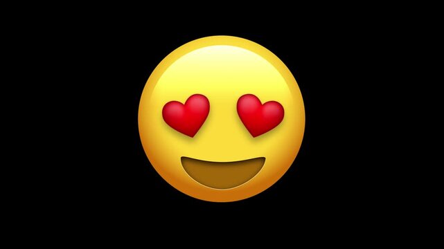 Animated heart eyes love emoji face on alpha channel