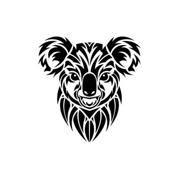 Koala head tribal tattoo design with decorative patterns.