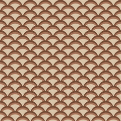 Traditional oriental japanese lace seigaiha pattern on brown and cream tone seamless background. © เทรเวอร์ ทรี