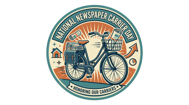 Vintage bicycle illustration for National Newspaper Carrier Day celebration