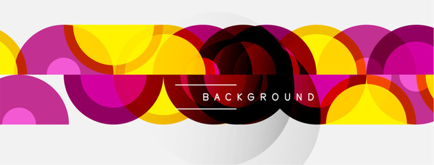 Obraz premium Abstract colorful circles overlap creating dynamic pattern. Text reads background within design. Modern visual element.