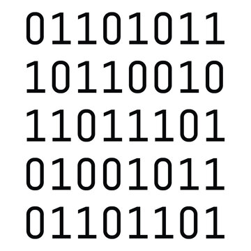 Binary code background with black digital numbers, abstract computer data sequence vector, minimalist machine language pattern for cybersecurity
