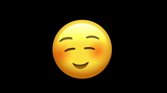 3D Animated relieved and calm smiling emoji face on alpha channel