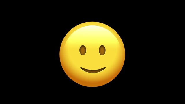 3D Animated neutral expressionless emoji face on alpha channel