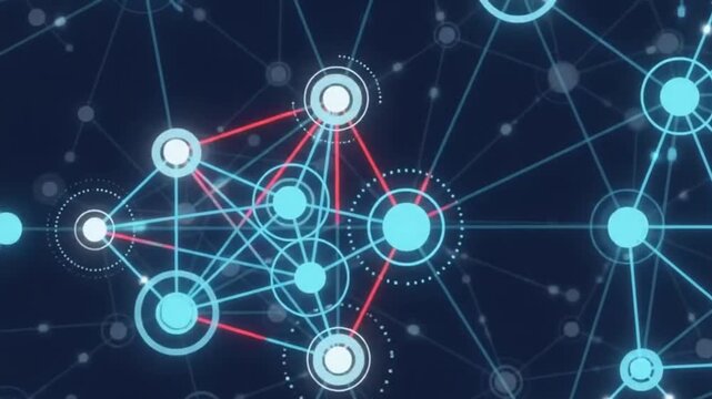 Futuristic Blue Digital Network Animation with Data Flow