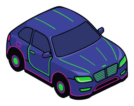 Hydrogen fuel cell car isometric vector illustration. Generative AI
