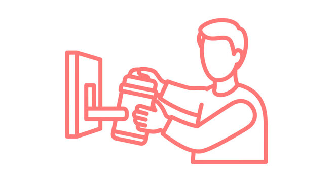 Person using automated teller machine for banking.