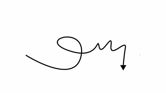  Hand Drawn Squiggly Arrow Down Animation with Alpha Channel 4K