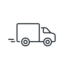 Fototapeta premium Fast delivery truck icon moving quickly with motion lines delivery vehicle
