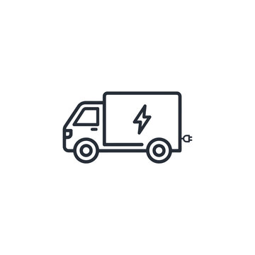 Electric vehicle truck with lightning symbol on side  eco friendly transportation