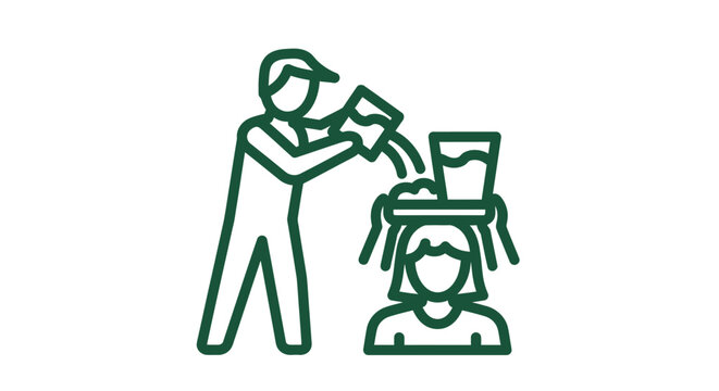 Person hammering stack of chairs illustration.