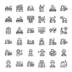 Fototapeta premium Industrial construction and engineering icon set.