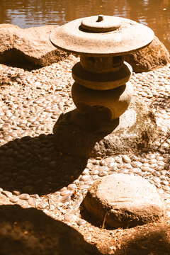 stone statue at a Japanese park 