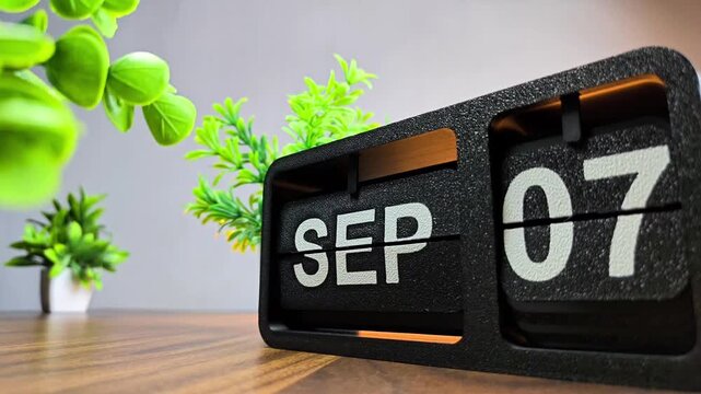 Retro flip calendar changing date from september 06 to september 07. International Day of Clean Air for Blue Skies