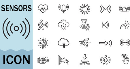 Fototapeta premium Sensors icon set for technology and security applications