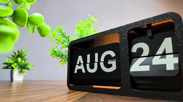 Retro flip calendar changing date from august 23 to august 24. Ukraine Independence Day